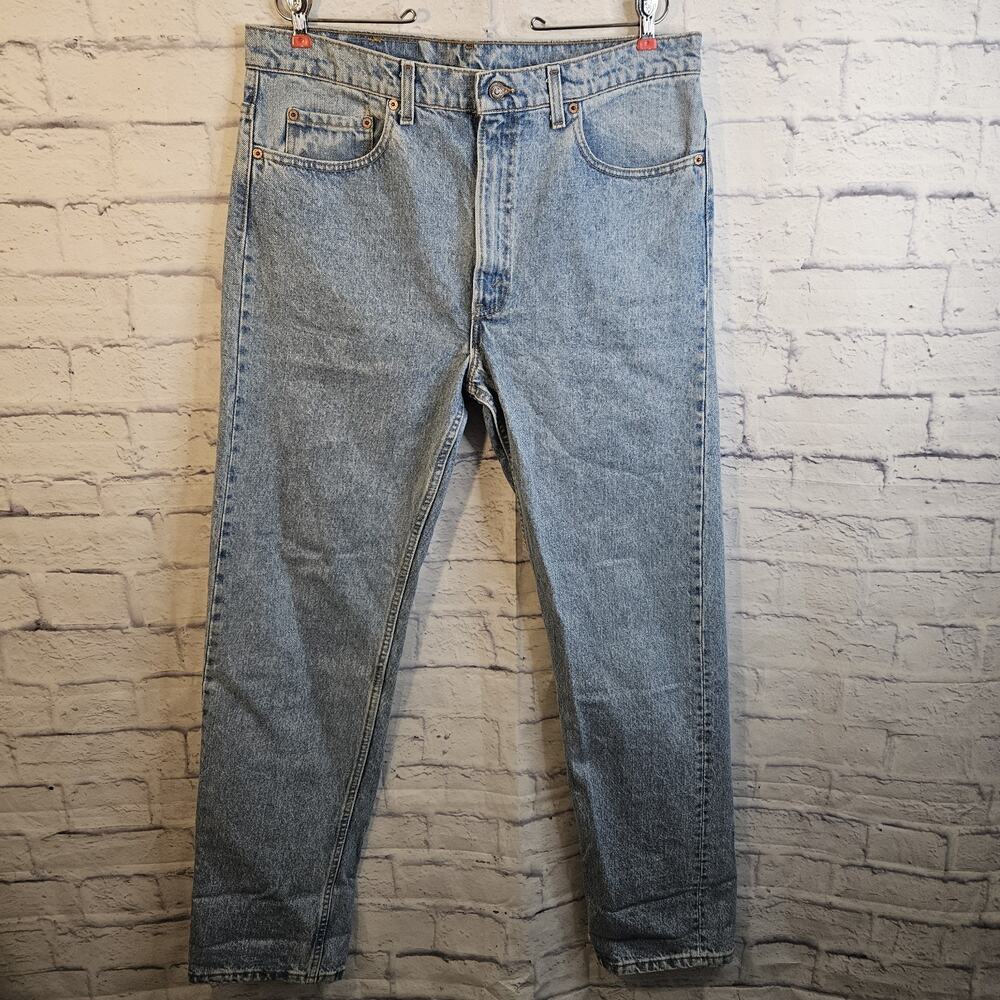 VTG Levi's 505 Regular Fit Straight Leg Red Tab Jeans 38x34 Light Wash USA '94